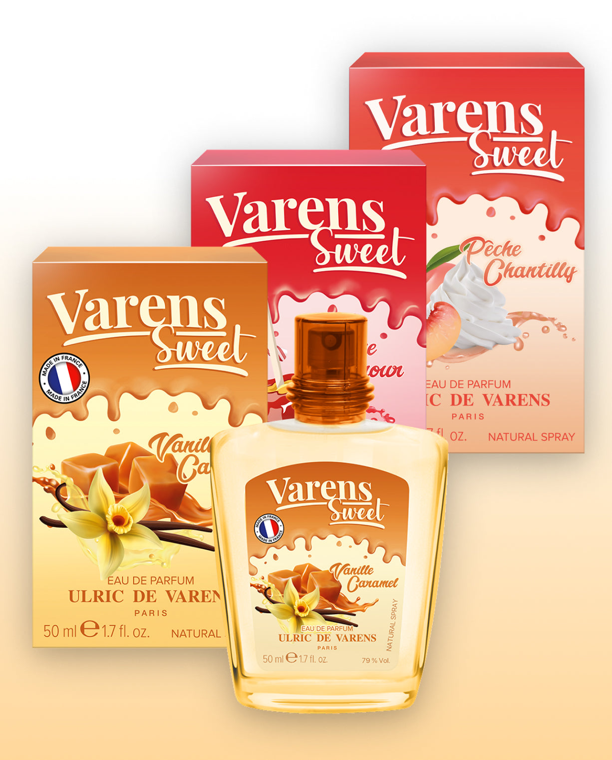 Set Varens Sweet Vanille Caramel, Pomme d'Amour, Pêche Chantilly